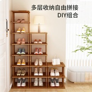 Shoe Rack Bamboo Household Small Narrow Simple Shoe Cabinet Small Apartment Indoor Storage Space-Saving Storage Rack at
