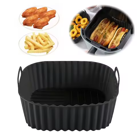 Square Non Stick Silicone Liners Reusable Air Fryer Basket Mat Suitable for 4-7QT Air Fryer Oven Mic