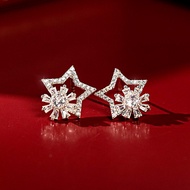 KL2111 Begonia Women's Earrings Star Mix Snowflake Full Plate Rotatable by Kylan Silver