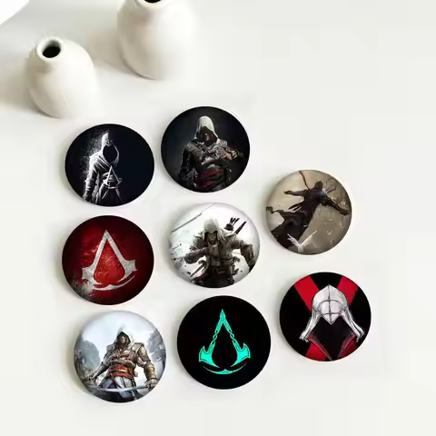 G-Game Assassins Creed 25 32 44 58 75mm Badges Personalized Round Brooches Pins Accessory Gift