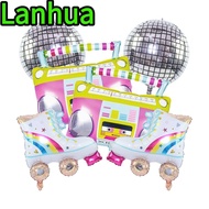 LANHUA 4/6pcs 4D Disco Air Ball, Radio 80s 90s Retro Theme Roller Skate Balloon Set, Inflatable Disc
