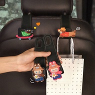 Automobiles Curtain Cloth Car Hook Car Seat Back Universal Hook Cartoon Cute Labubu Multi-Function R