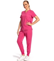PuriPure Scrubs Set for Women Nurse Uniform Jogger Classic V-neck Scrub Top & Jogger Scrub Pants Ath