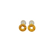 999 Pure Gold Coin Honeycomb Stud Earrings
