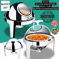 High Quality Stainless Steel Round Roll Top Chafing Dish Buffet Set Catering Set  Food Pan Dome Set