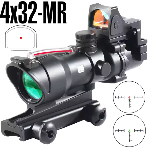 Tactical 4X32 RM Red Dot Sight Red Green Illuminated Reticle Etched Hunting Glasses Adjustable Paral