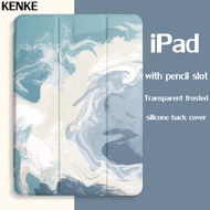 KENKE เคส iPad ใสลายการ์ตูนน่ารัก,เคส DIY พร้อมที่ใส่ปากกาสำหรับ iPad 2020 Air 4 Air 5 2022 Pro 11 Mini 6 iPad Air 3 Pro 10.5 ไอแพดรุ่นที่ 7 รุ่นที่ 8 รุ่นที่ 9 iPad gen 6 5 case เคส TPU แบบนิ่มยืด