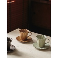 Silent Style Kiln-turned Coffee Cup Ceramic Japanese Style Medieval Retro Latte Cup ins Style Flower