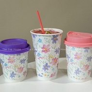 Flower Paper Cup Spring Atmosphere Rose Paper Cup Blue Paper Cup Pink Paper Cup Disposable Coffee Cu
