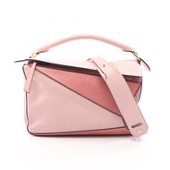 【二手】 LOEWE Puzzle Bag 中型兩用粉紅色皮革手提包，女士，二手 B
