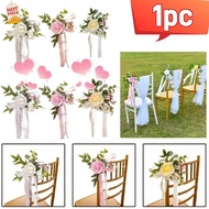 Outdoor Wedding Aisle Pew Artifical Flowers Chair Decorations For Ceremony With Chiffon(HKLA)