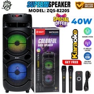 [Ready Stock] BMT-8220s Bluetooth Speaker Dual 8” 40W Karaoke speaker Portable Party DJ speaker Wire