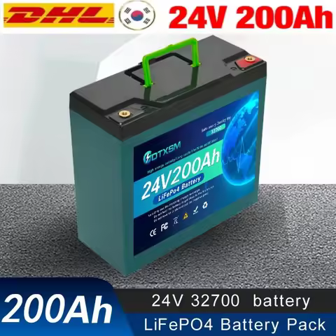 32700 150Ah/200Ah LiFePO4 Battery 24V BMS Rechargeable Lithium Bateria Pack for Camping Car Solar Sy