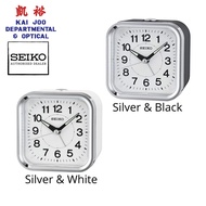 Seiko Silver &amp; Black/White Case Beep Alarm Clock with Silent/Quiet Sweep Second Hand and Lumibrite Hands