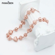 Ready Stock Original Pure Russia 585 Purple Gold Hollow Heart Bead Bracelet Ladies Rose Gold Color G