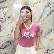 Women's Short Sleeve V Neck Crop Top T-Shirt Women's T-Shirt Women's Top Latest V-Neck Crop Top T-Sh