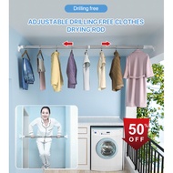 【Hot sale】[Save you three times the space]Adjustable drilling free clothes drying rod lazy clothes rail