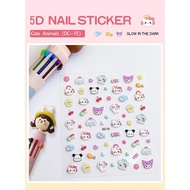 Sanrio Kuromi Nail Stickers Personality Luminous Embossed Stickers Cute Cinnamoroll Manicure Sticker