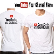 YouTuber YouTube Tshirt with Name , Cotton t-shirt ad name / Baju content creator Youtube channel nama sendiri custom