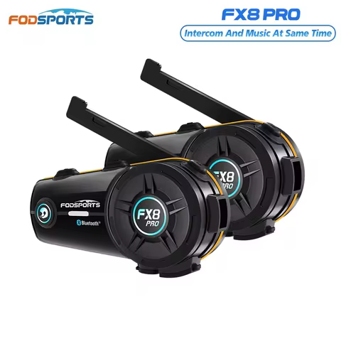 2pcs Fodsports FX8 Pro Motorcycle Intercom Bluetooth Helmet Headset ,8 Rider 2000m,FM Radio.