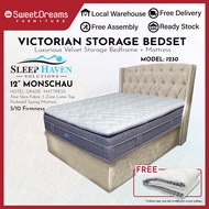 Victorian Bed Frame 1230 | Frame + 12" Mattress Bundle Package | Single/ Super Single/ Queen / King Storage Bed | Divan Bed