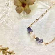 菫青石和淡水珍珠項鍊 天然A級菫青石 天然A級淡水珍珠 手作飾品