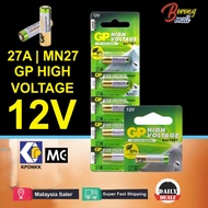 12V GP High Voltage Alkaline Battery 27A MN27 Long Lasting High Perfomance / Bateri Alkali
