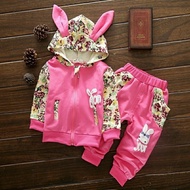 Bunny Hoodie Girls Jacket Suits Age 3 4 5 Years-Old Cute Contemporary 2022 Trendy Winter Suits