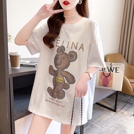 PLUS SIZE TRENDING BEAR DESIGN T-SHIRT DRESS