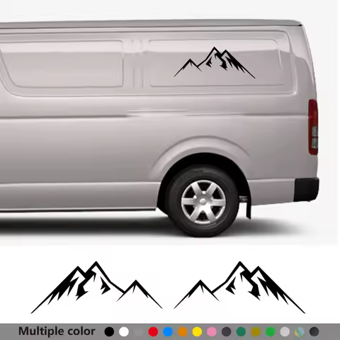 2PCS Car Stickers For Volkswagen VW Transporter T3 T4 T5 T6 Camper Van Custom Mountain Graphics Viny