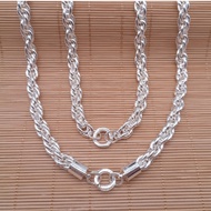 Lao Fengxiang Sterling Silver 999 Men's Necklace Silver Boutique Twist Necklace Round Buckle Necklac