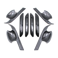 For Hyundai Elantra CN7 2021+ 8PCs Door Handle+Bowl Cover Kit Carbon Fiber Look with 2 Smart Keyhole