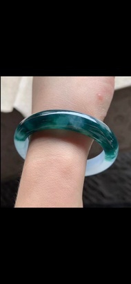 冰種翡翠天然翡翠玉鐲 A玉手鐲 玉鈪 • 冰種水墨丹青翡翠貴妃鐲