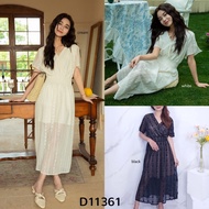 D11361 Cecile Elastic Waist Slit Lace Dress