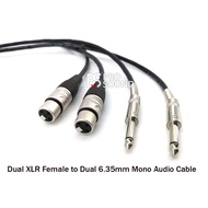 Dual XLR Female to Dual 6.35mm Mono Audio Cable