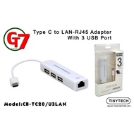 USB 2.0 TYPE C 100MBPS NETWORK ADAPTER WITH 3 USB (CB-TC20/U3LAN)