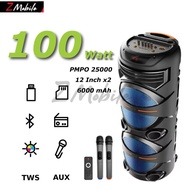 GEDI-G 12 Inch x2 Super Power 100 Watt Tower Audio Bluetooth Wireless Speaker Built-in Battery Party