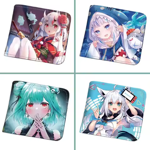 Anime Hololive Short PU Leather Wallet Cute Cartoon Girls Nakiri Ayame Shirakami Fubuki Gawr Gura Fo