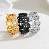 Brand new fashion 8mm titanium steel ancient coin shape ring,retro style stainless steel men and wom