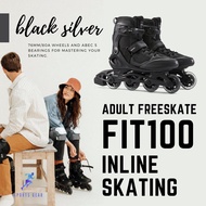 OXELO รองเท้าอินไลน์สเก็ต เพื่อการออกกำลังกายรุ่น FIT100 (สีดำ/เงิน) ( Adult Inline Fitness Skates F