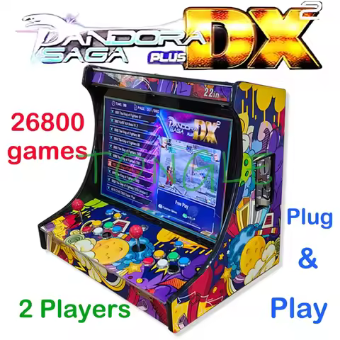 2 Players Arcade Video Game Console 22 Inch LCD Bartop build with SAGA ARCADE DX 26800 In 1 Coin Acc