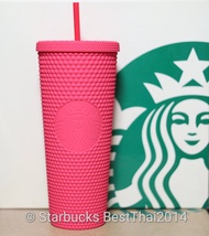 สตาร์บัคส์ แก้วหนาม ไต้หวัน Starbucks 2021 Taiwan plastic Cold cup 24 oz สีชมพู