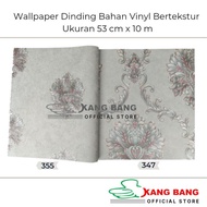 Wallpaper dinding bahan vinyl motif batik abu merah