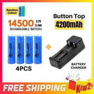 3.7v 4Pcs AA Rechargeable Battery 14500 Lithium 4200mAh + 2 SLOT CHARGER