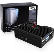 52Pi Raspberry Pi 4 Armor Case,Raspberry Pi 4 Passive Aluminum Alloy Case with Cooling Fan for Raspb