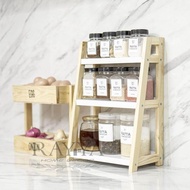 Rak Bumbu Dapur Kayu Serbaguna 3 Susun / Rak serbaguna Multifungsi 3 tingkat aesthetic LS