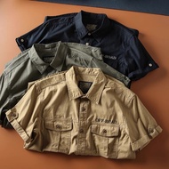 Ami Khaki Work Shirt Men Washed Multi-Shirt Jacket