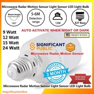 E27 Led Bulb Radar Motion Sensor Lamp Lampu Pergerakan Sensor Automatik Tangga Auto On Off