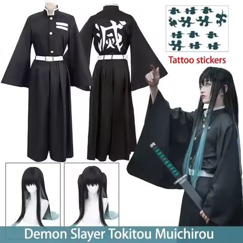 Muichirou Cosplay Kimetsu No Yaiba Cosplay Costume Anime Tokitou Muichirou Uniform Wig Halloween Cos