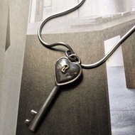 Tiffany 絕版實心/銀+K金/鑰匙造型墜飾/不含鍊，只售本體/墜飾約4cm
